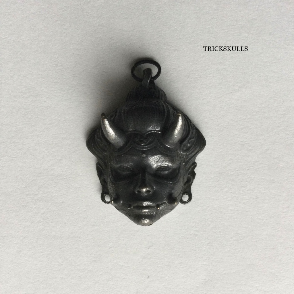 Hannya Oni Devil Ghost Mask Solid Copper Pendant With A 45cm & 60cm Black Chain